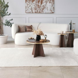 Hanah Home Mesa de Centro Mushroom Gold y Walnut